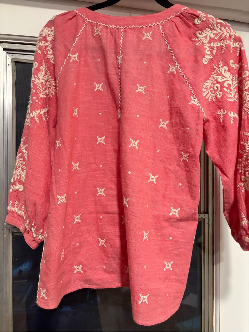 Sundance Res Coral-Pink Embroidered V-Neck Tunic- Gorgeous XSMALL - Picture 9 of 9